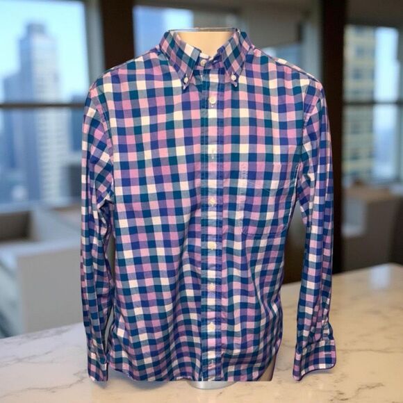 Gitman & Brothers Blue/Purple Plaid Button Up Size Medium #66 - Picture 1 of 6